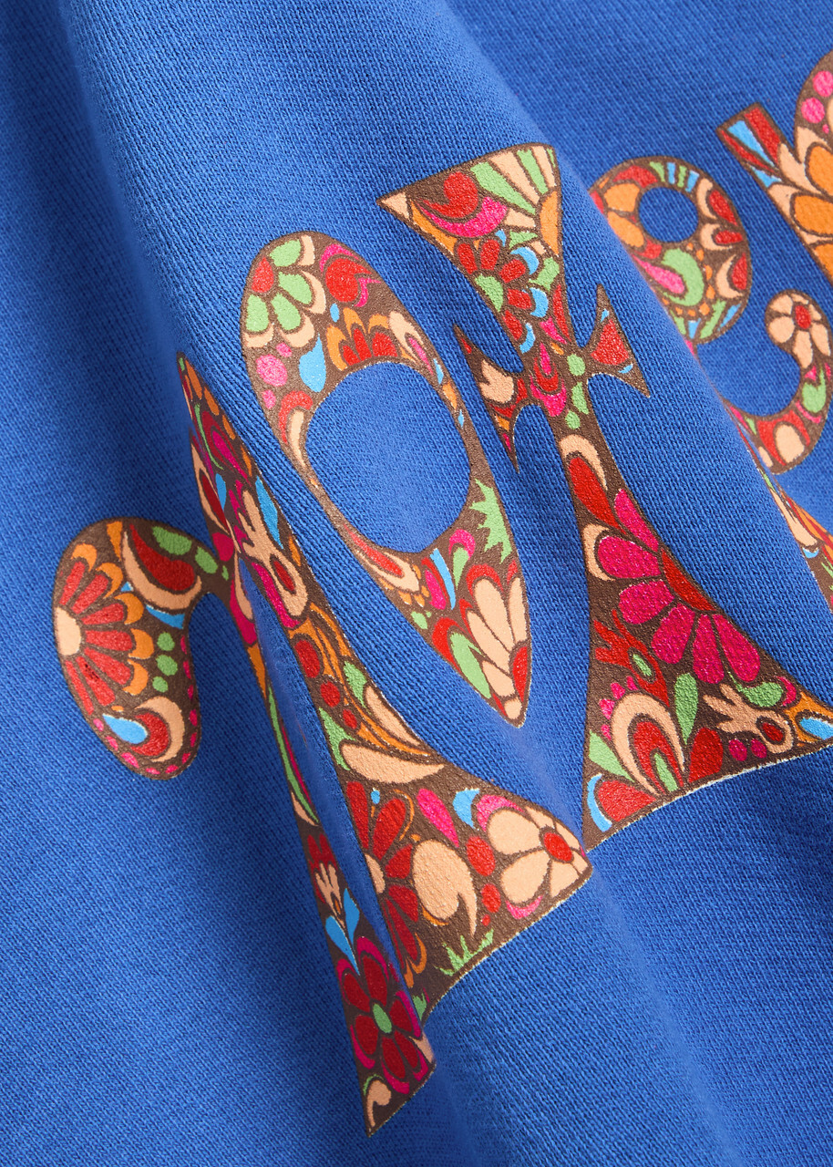 Mother The Concert Cropped Cotton Sweatshirt Blue