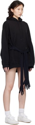 MM6 Maison Margiela Black Hooded Glove Sweatshirt Minidress