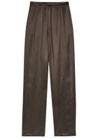 Emporio Armani Straight-leg Satin-twill Trousers Brown