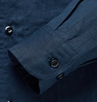 Monitaly - Camp-Collar Linen Shirt - Blue