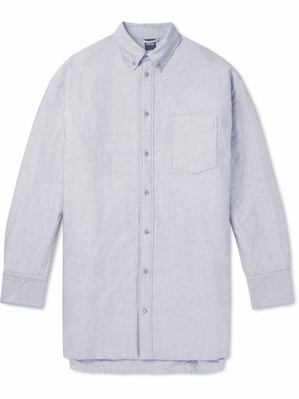 Photo: Aspesi - Button-Down Collar Padded Cotton Oxford Shirt - Gray