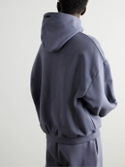 FEAR OF GOD ESSENTIALS - Logo-Print Appliquéd Cotton-Blend Jersey Hoodie - Blue