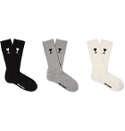 AMI - Three-Pack Logo-Intarsia Cotton-Blend Socks - Gray