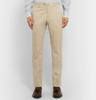 Caruso - Light-Beige Pleated Cotton-Blend Twill Trousers - Neutrals