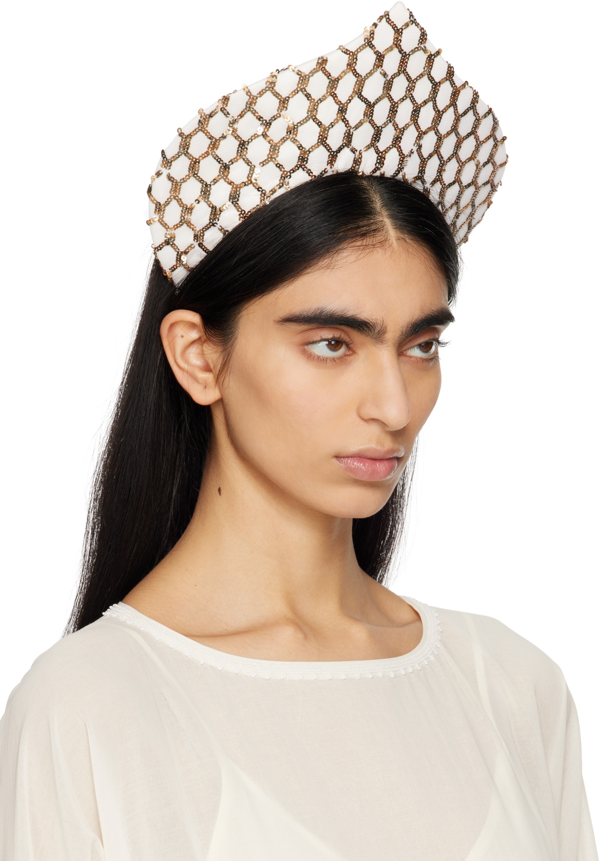Bode Off-White & Gold Pinnacle Crown Headband