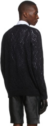 Ernest W. Baker Black Merino Wool Cardigan