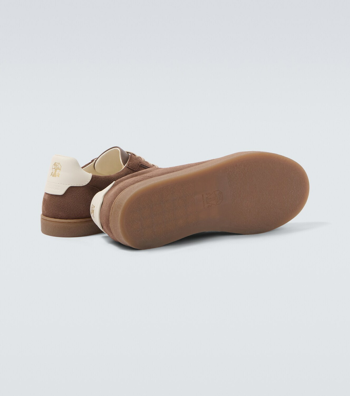 Brunello Cucinelli Leather-trimmed suede sneakers
