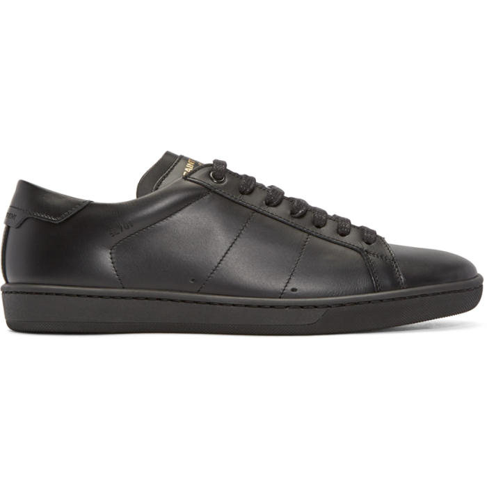 Photo: Saint Laurent Black Leather SL-01 Court Classic Sneakers