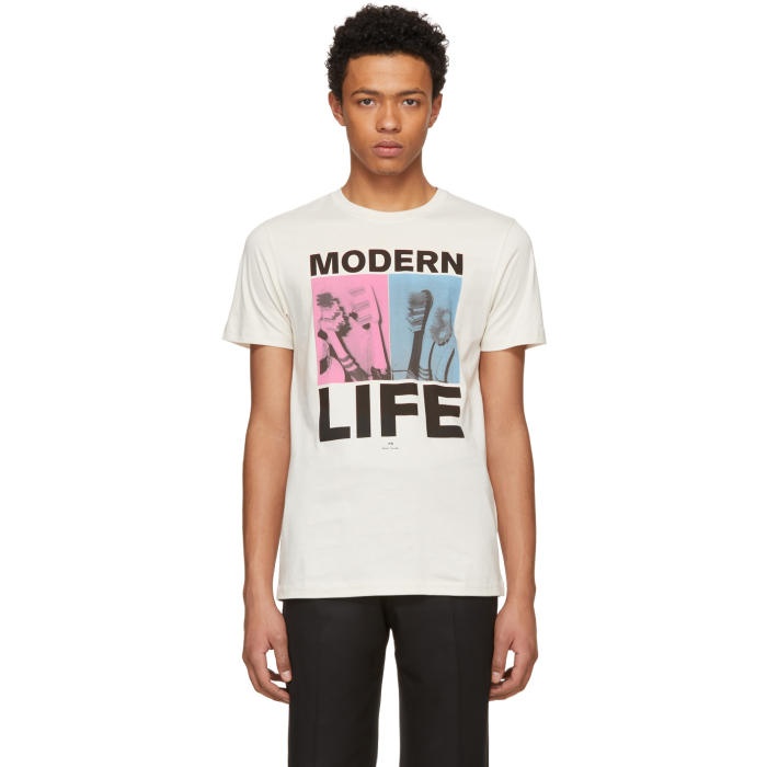Photo: PS by Paul Smith Beige Modern Life T-Shirt