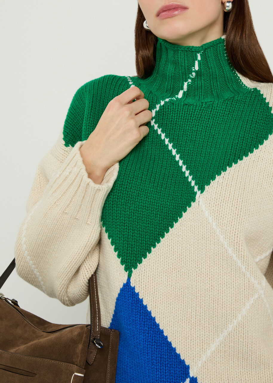 JW Anderson Pringle Argyle High-neck Wool Jumper Multicoloured 1