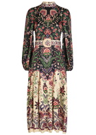 Farm Rio Marvelous Garden Floral-print Satin Midi Dress Black