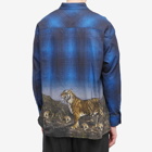Neighborhood Men's Tiger Print Plaid Shirt in Blue