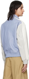 Solid Homme Blue Paneled Leather Jacket
