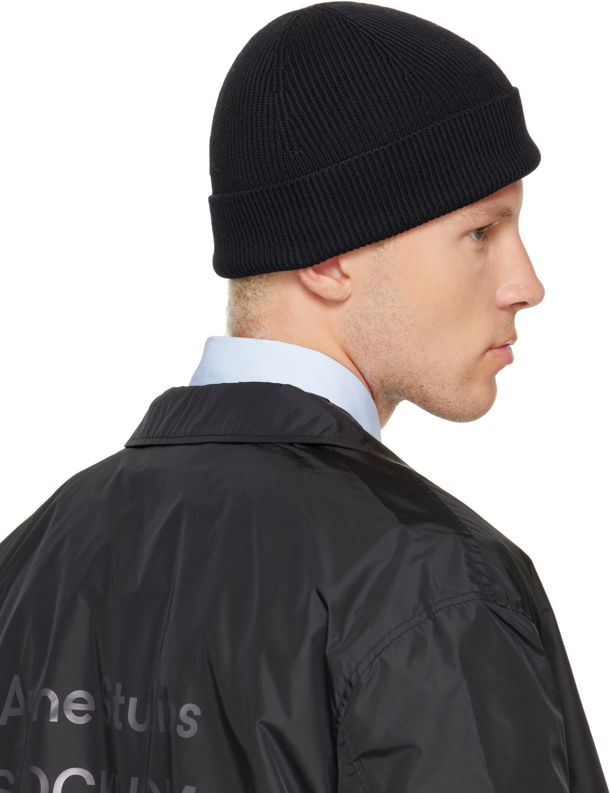 Acne Studios ブラックビーニー Acne Studios Black Wool Rivet Beanie Acne Studios