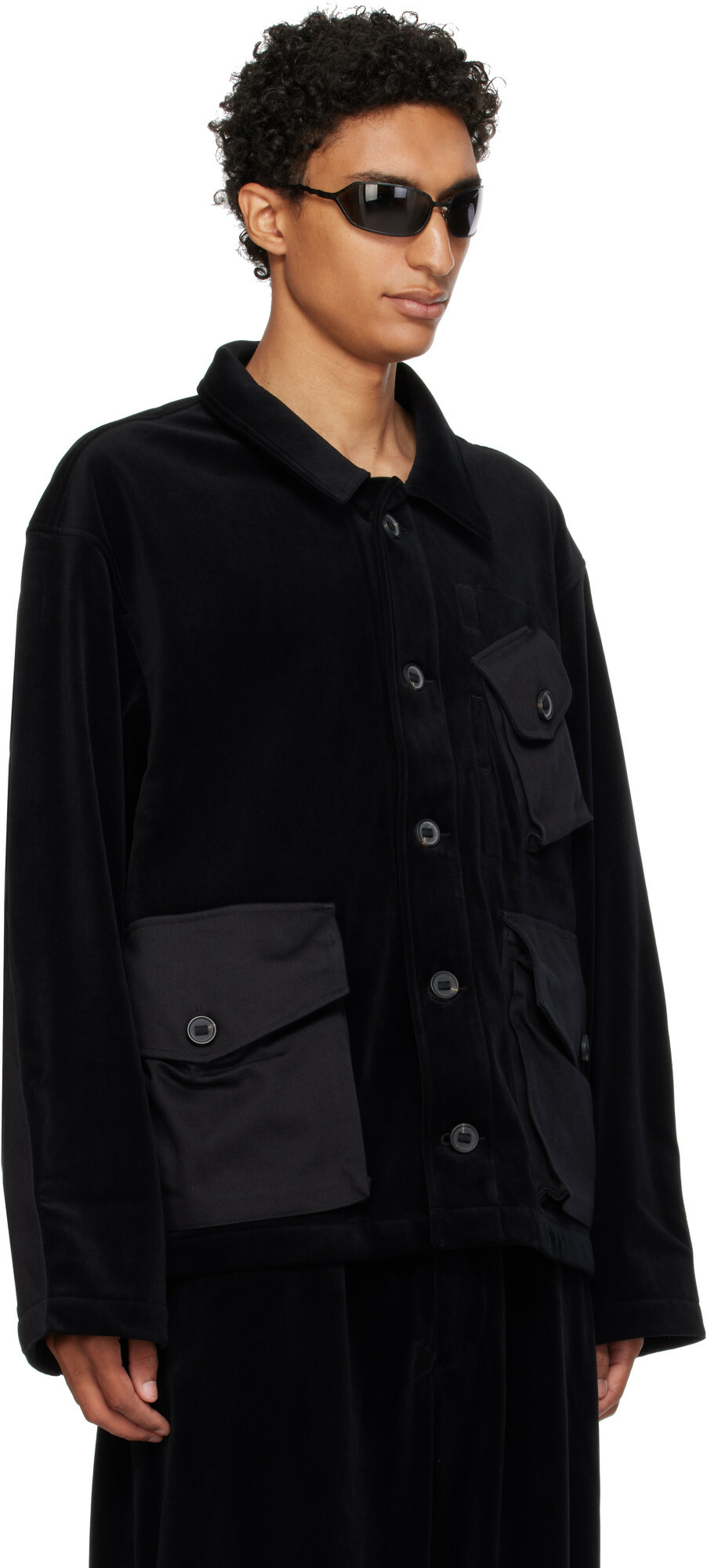 Y-3 Black Vevet Corduroy Utility Blouson Jacket