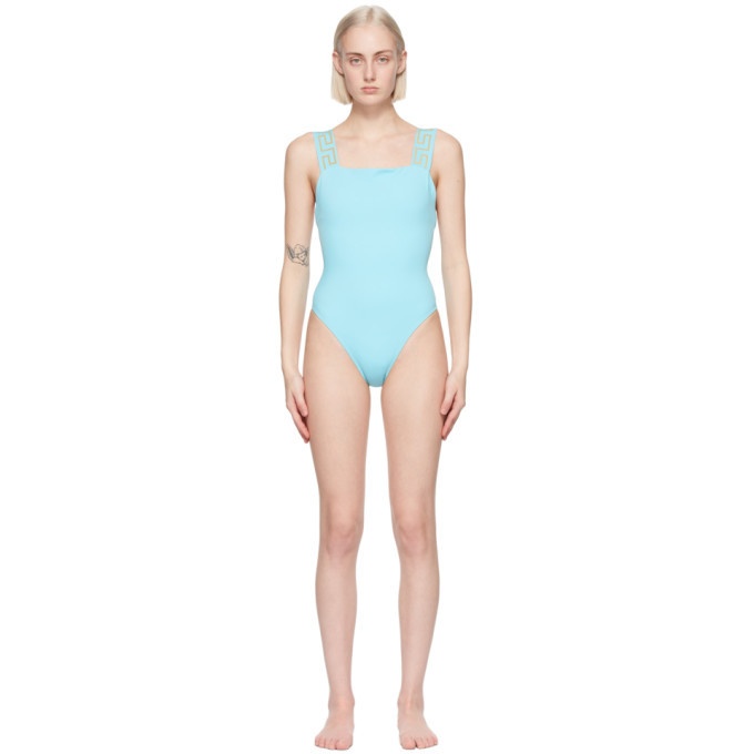 Versace Underwear Blue Greca Border One-Piece Swimsuit