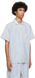 Tekla Blue & White Short Sleeve Pyjama Shirt