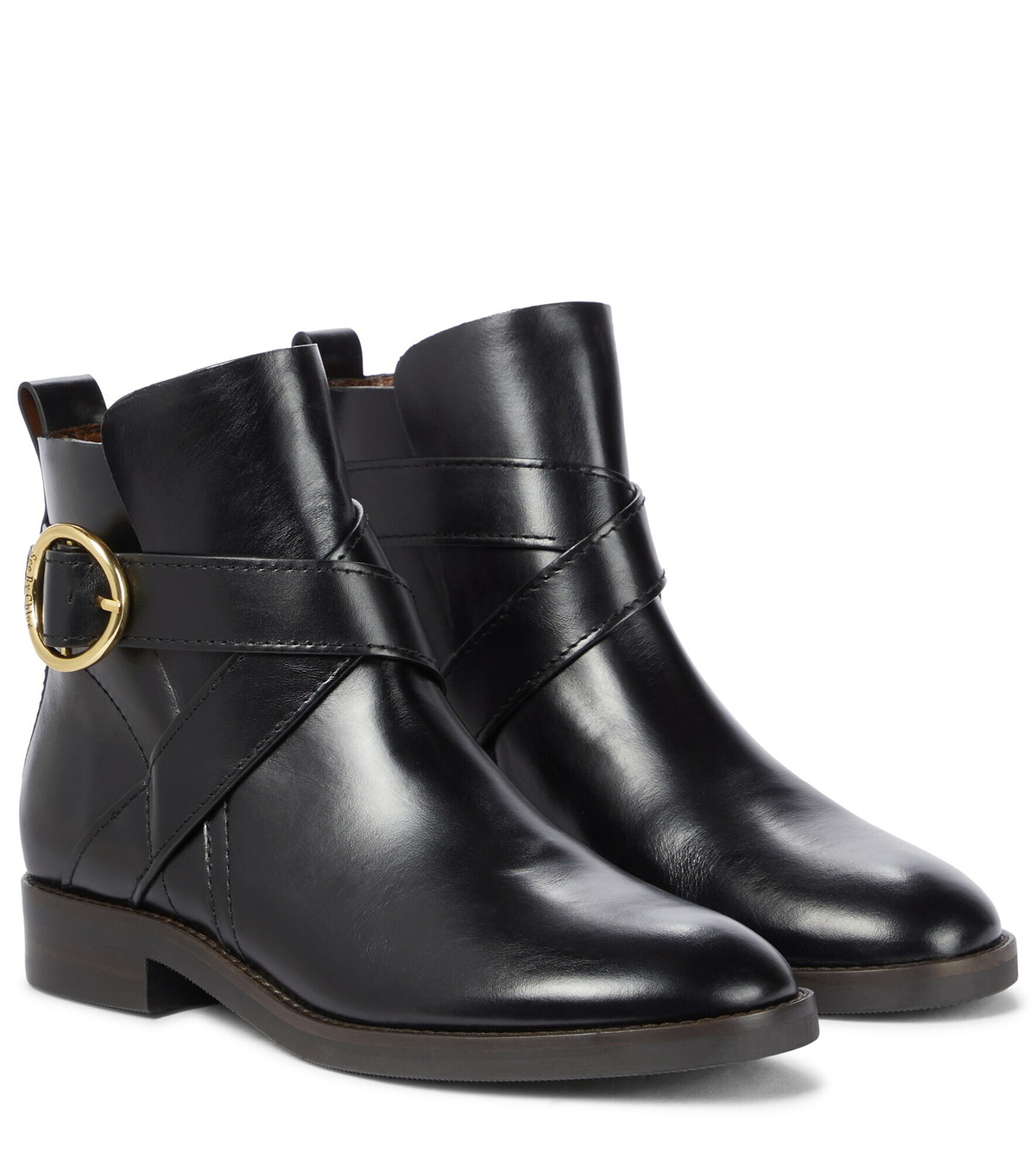 See By Chloe - Lyna buckled leather ankle boots See by Chloe