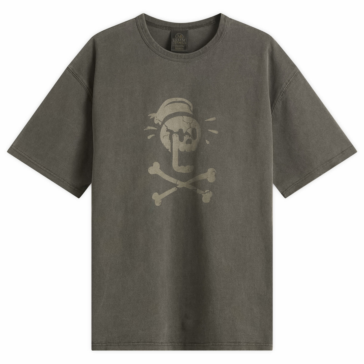 FrizmWORKS Men's Black Flag Pigment Dye T-Shirt in Charcoal