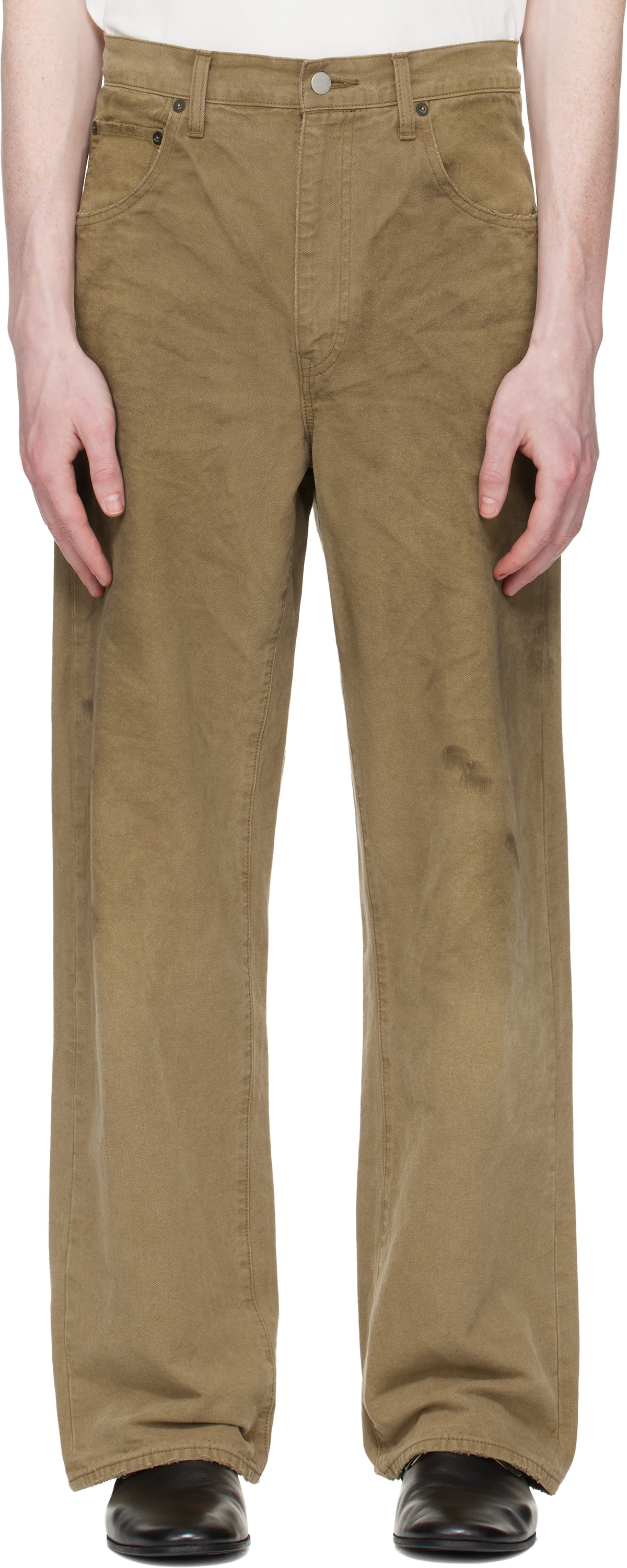 stein Khaki Sulfur Dyed Oxford Vintage Wide Trousers stein