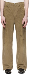 stein Khaki Sulfur Dyed Oxford Vintage Wide Trousers