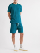 Oliver Spencer Loungewear - Straight-Leg Ribbed Organic Cotton-Jersey Drawstring Shorts - Blue