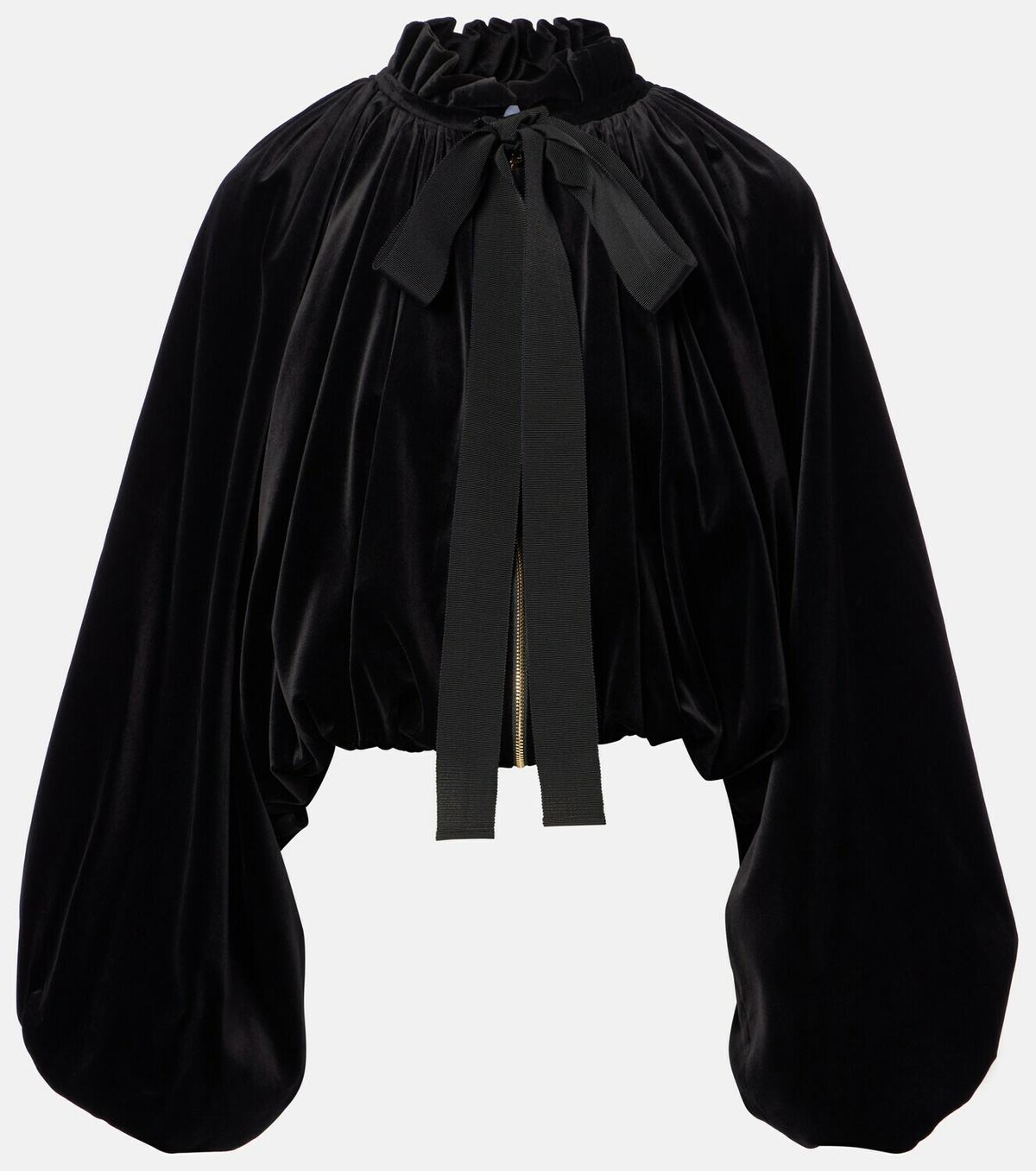 Patou Bow-detail cotton-blend velvet jacket