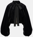 Patou Bow-detail cotton-blend velvet jacket