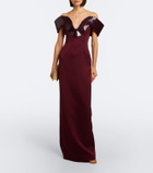 David Koma Sequined satin off-shoulder gown