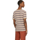 Gucci Brown and Beige Wool GG Patch Stripes T-Shirt