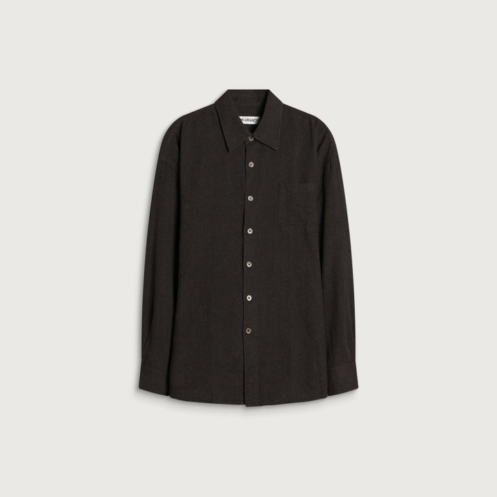 Photo: Our Legacy Men's Check Grid Cloth Borrowed Shirt in Truffle