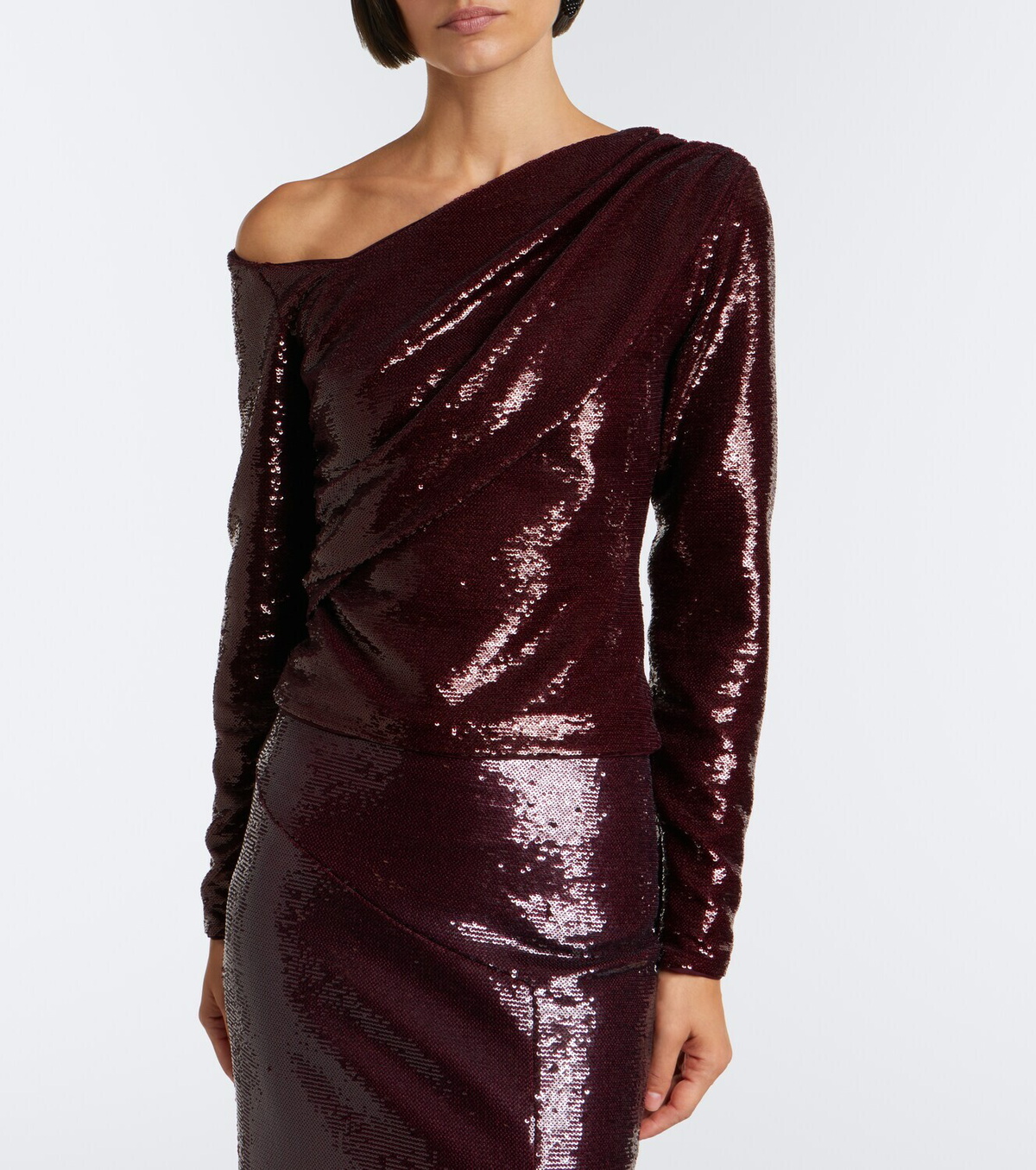 Roland Mouret Draped sequined asymmetric top