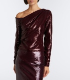 Roland Mouret Draped sequined asymmetric top