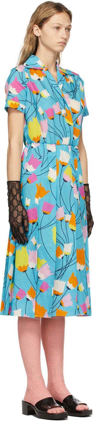 gucci blue floral dress Tulip Print Pleated Gucci Favorite Black Dresses for 2022-pre-order-gladys Size | Length | Condition:39 | Short | Like-New Generation Gucci delves into