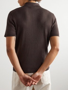 Barena - Marco Ribbed Linen and Cotton-Blend Jersey Polo Shirt - Brown