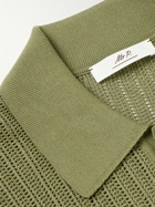 Mr P. - Cutaway-Collar Crochet-Knit Cotton Shirt - Green