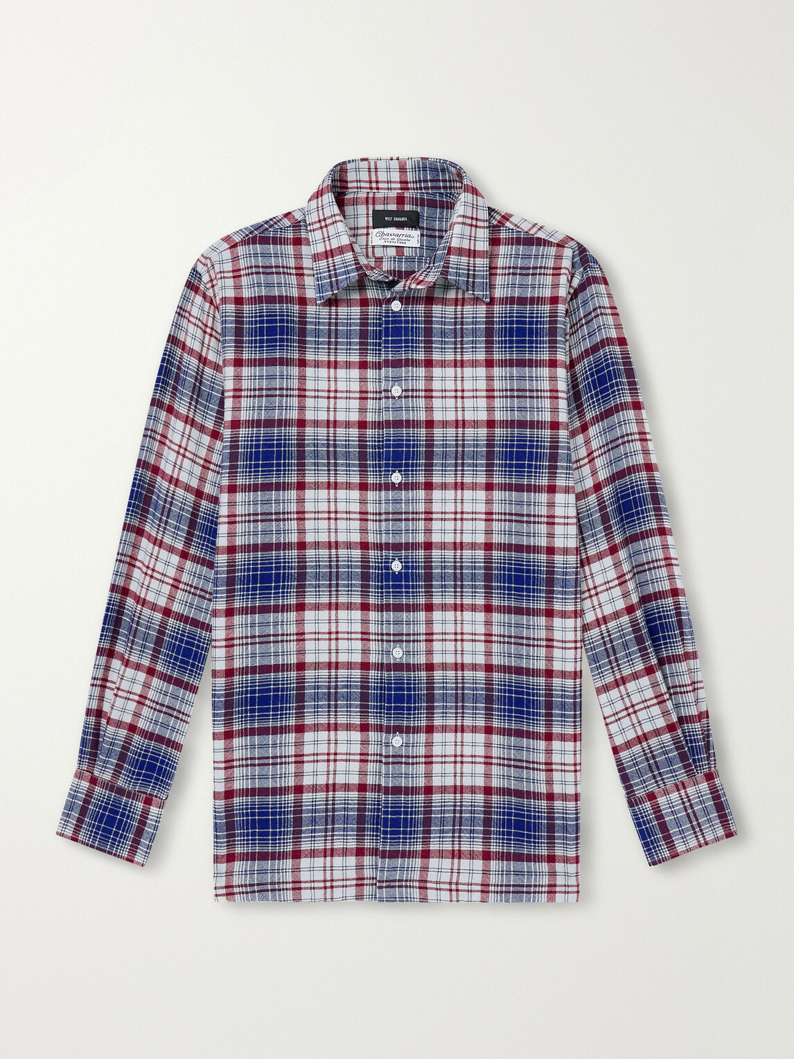 Willy Chavarria - Checked Brushed Virgin Wool-Flannel Shirt - Blue