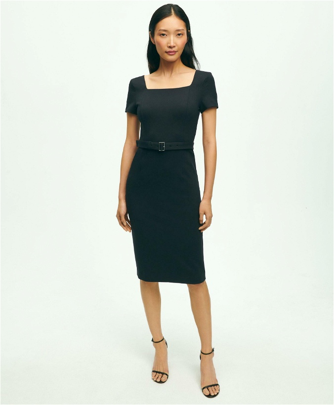 Photo: Brooks Brothers Women's Ponte Short Sleeve Belted Dress | Black