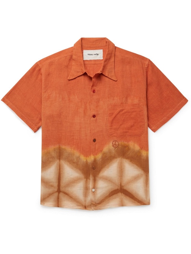 Photo: STORY MFG. - Shore Embroidered Tie-Dyed Organic Linen Shirt - Orange - M