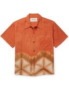 STORY MFG. - Shore Embroidered Tie-Dyed Organic Linen Shirt - Orange - M