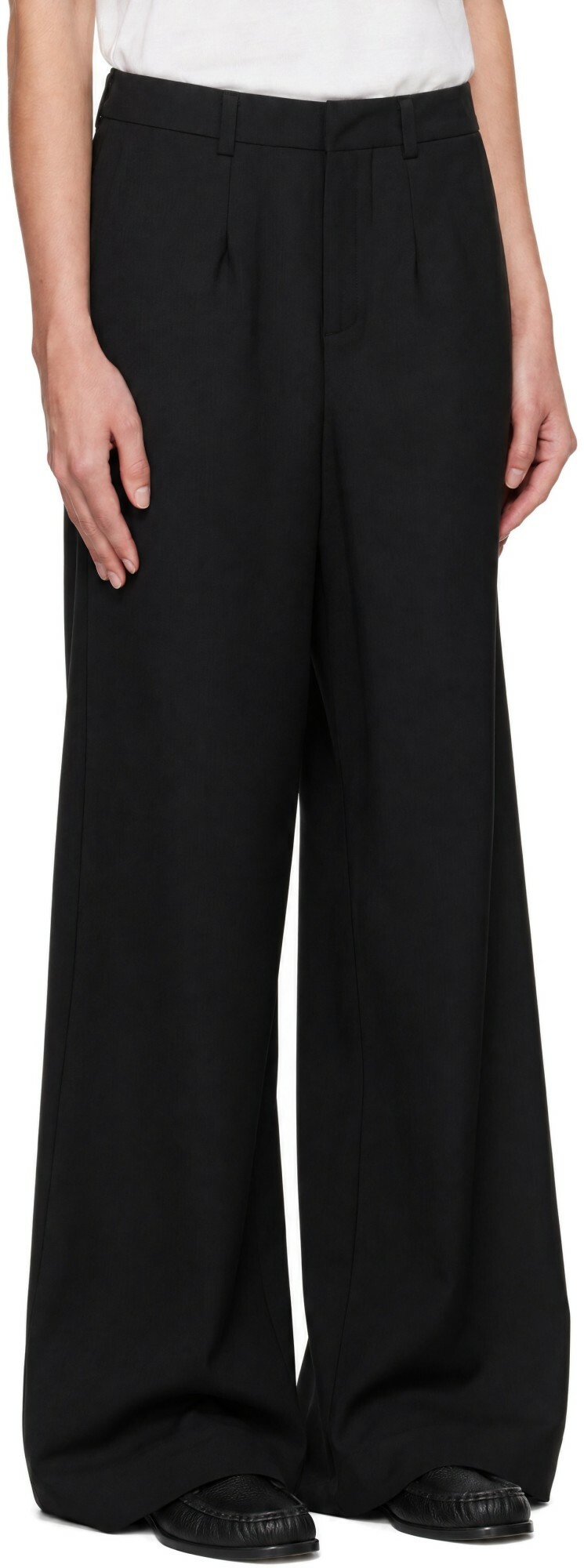 BAMBOU ROGER KWONG Black Wool Suiting Adjustable Trousers