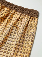 AMIRI - Wide-Leg Printed Silk-Twill Drawstring Shorts - Brown