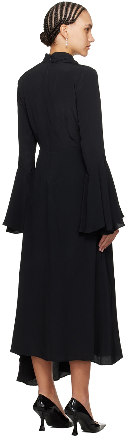MSGM Black Draped Maxi Dress
