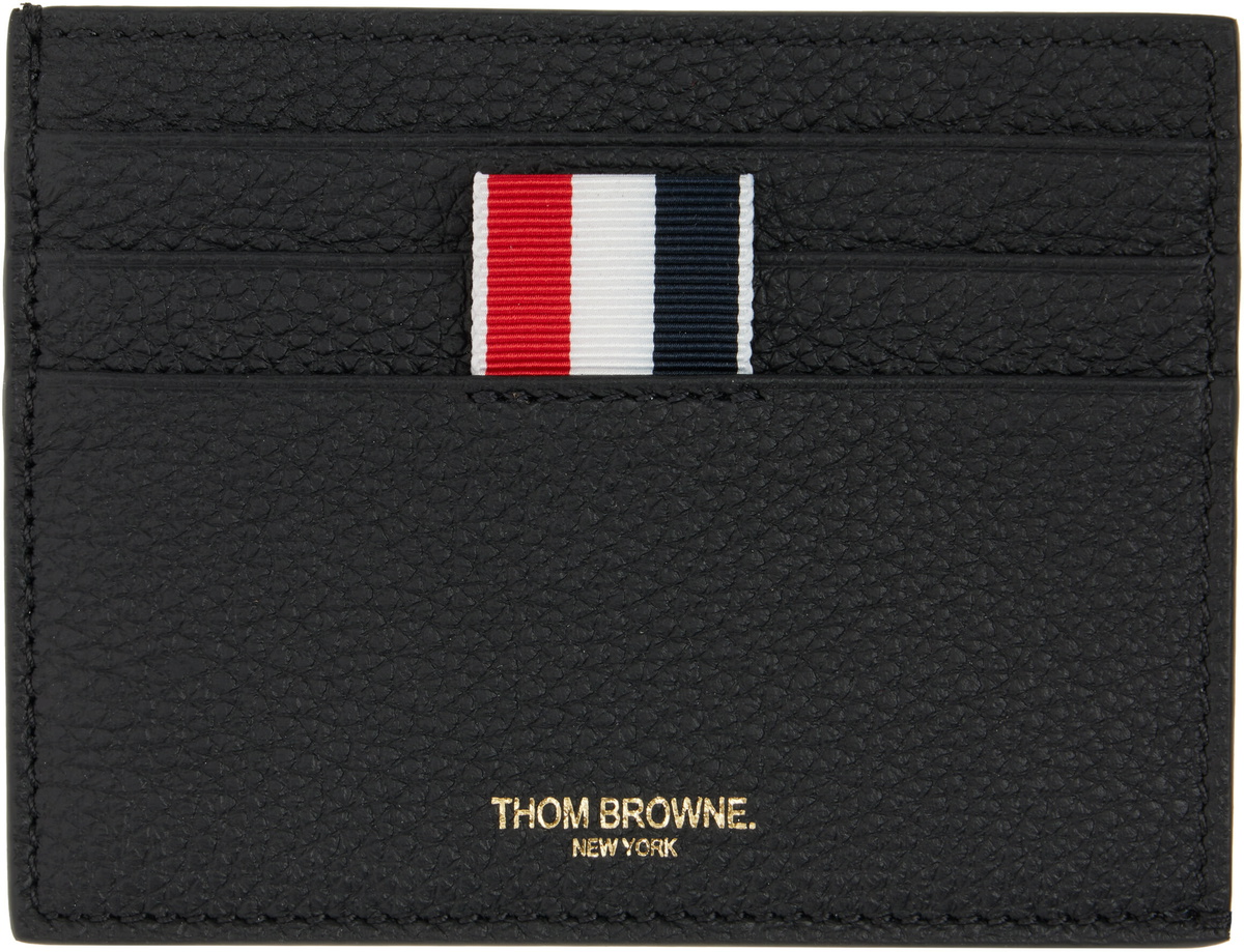Thom Browne Black Soft Pebble Grain Note Compartment Card Holder