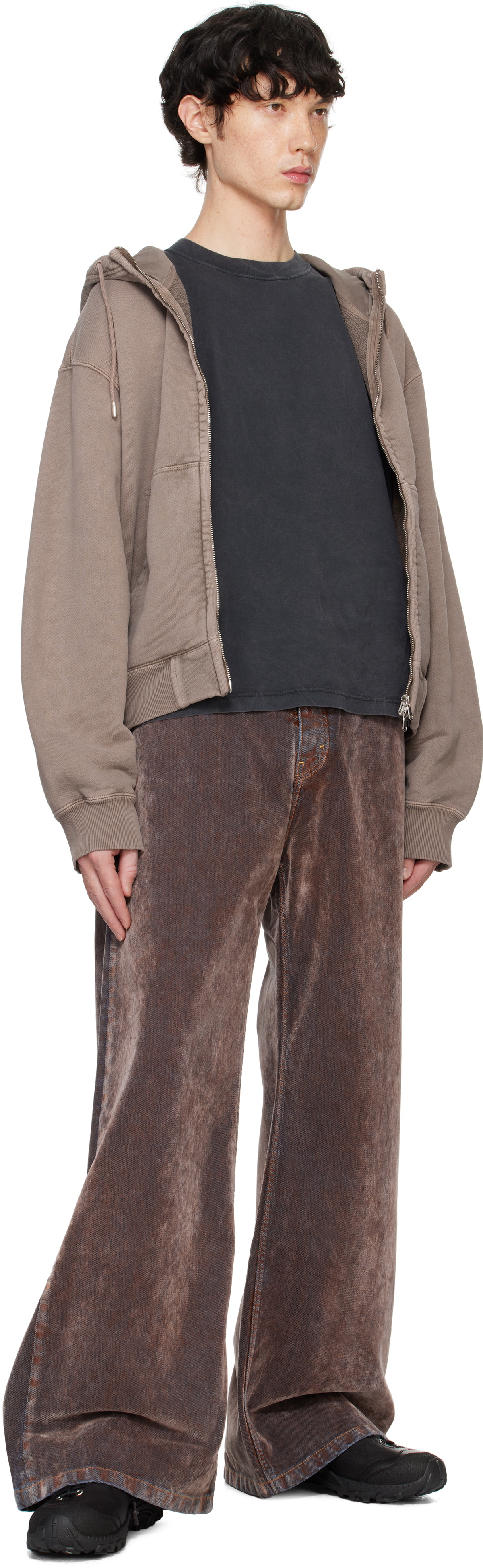 HOPE Brown Bubble Zip Hoodie