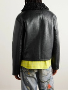 Acne Studios - Shearling-Trimmed Cracked-Leather Jacket - Black