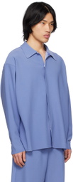 Birrot Blue Spread Collar Shirt