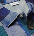 Brioni - Patchwork-Effect Cotton-Piqué Polo Shirt - Men - Blue