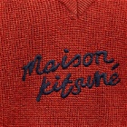 Maison Kitsuné Men's Handwriting Logo Oversize Vest in Burnt Red
