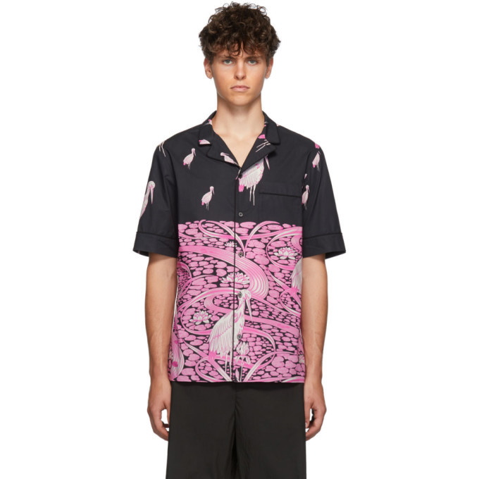 Photo: Valentino Black and Pink Japanese Pond Shirt